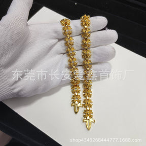 chrome hearts gold diamond cross flower bracelet