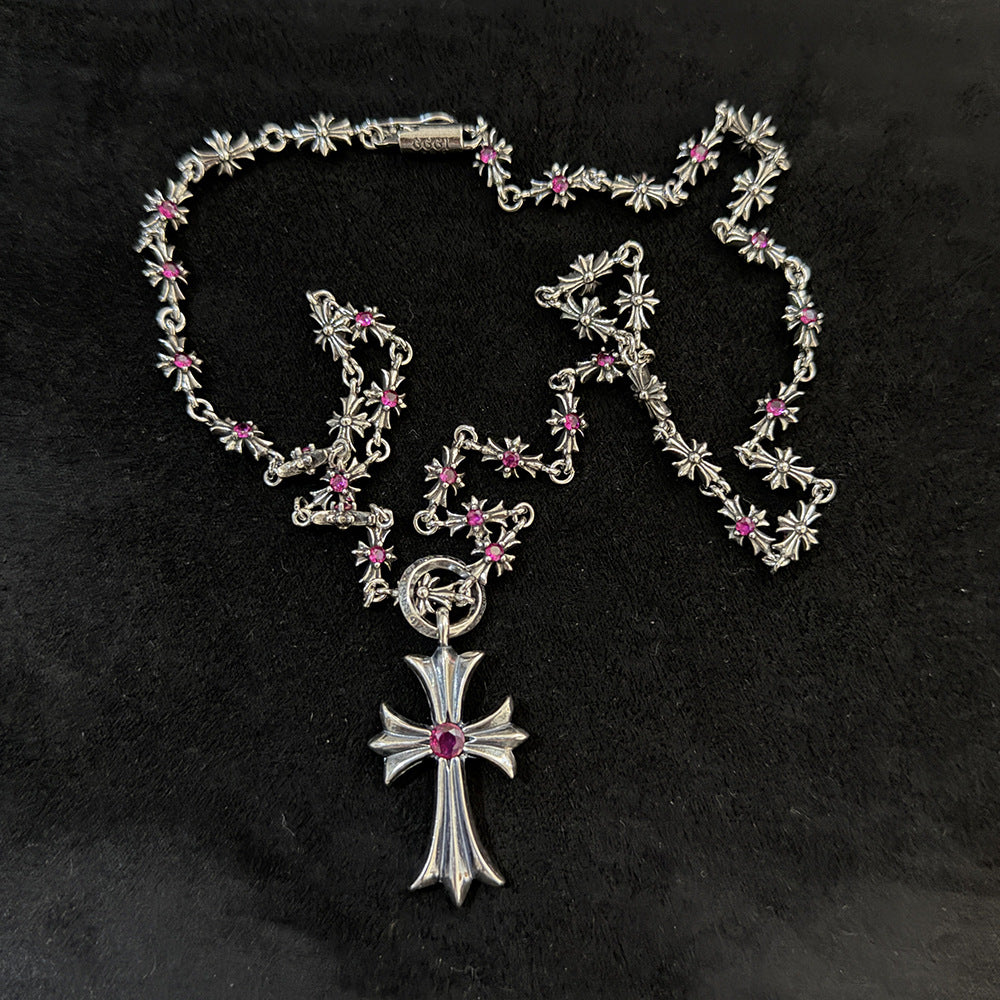 Chrome Hearts diamond-encrusted cross pendant necklace