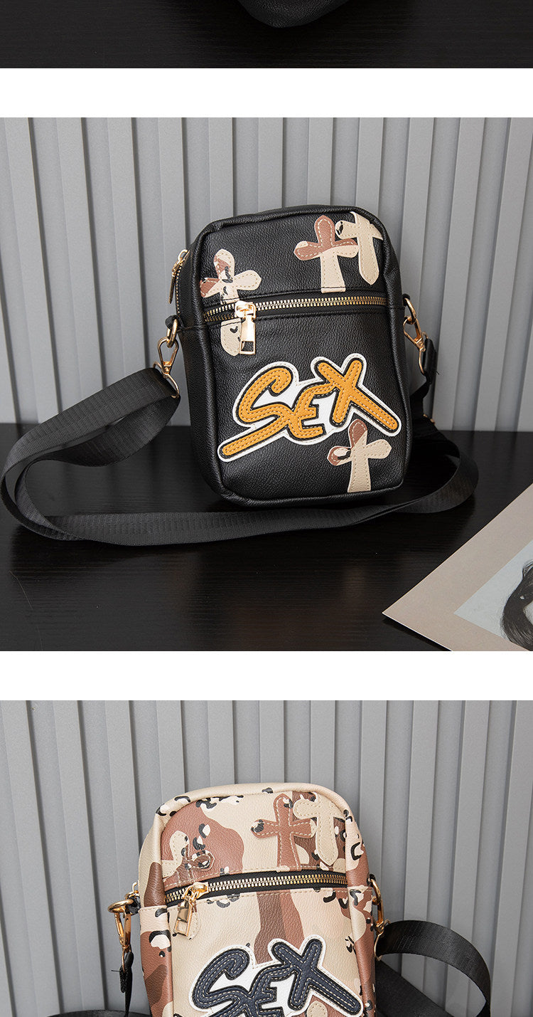 Chrome Hearts camouflage cross sports PU leather shoulder bag