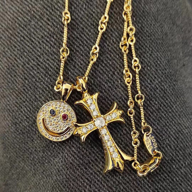 Chrome Hearts Smiley Cross Necklace