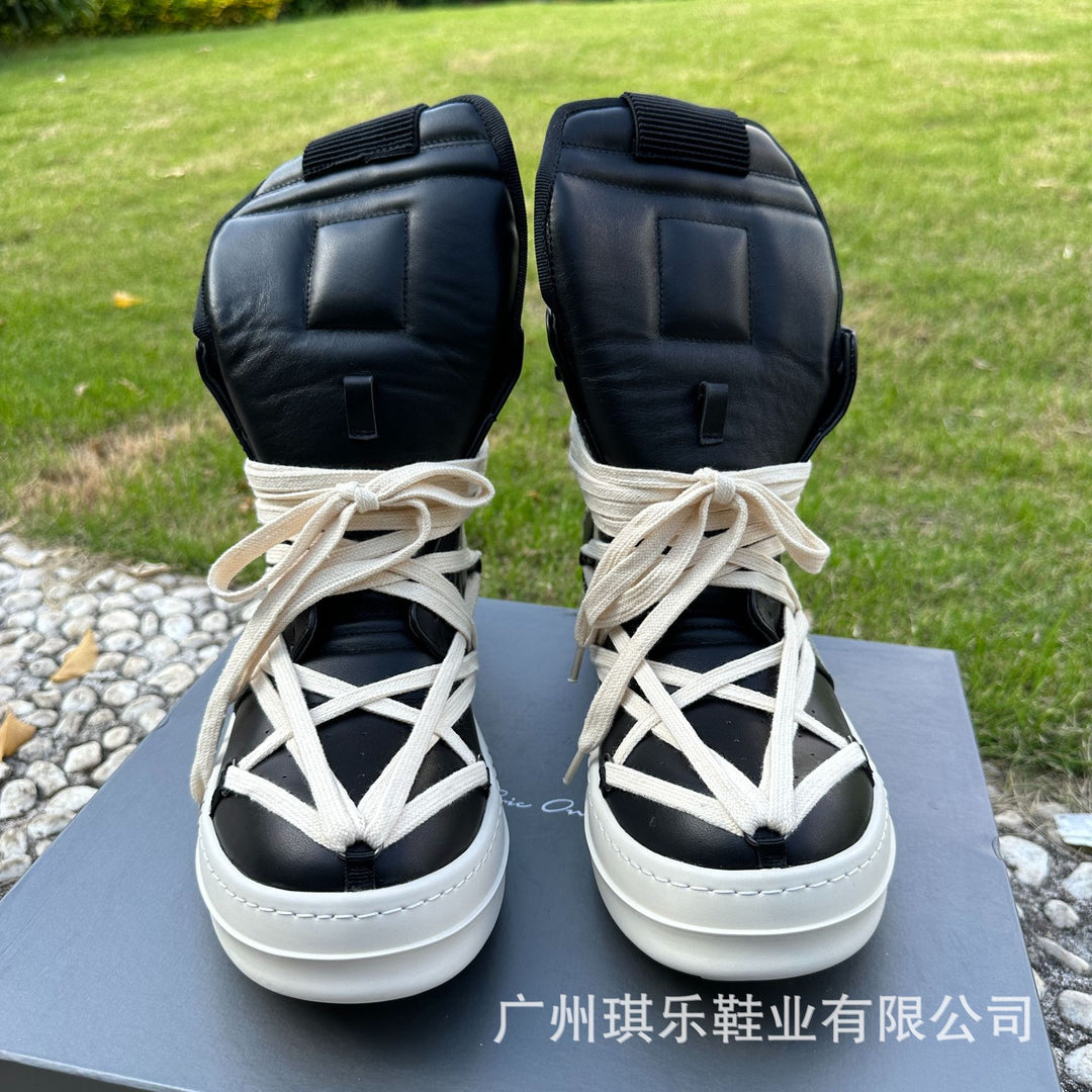 High-Top, Thick-Soled Genuine Leather Skate Shoes