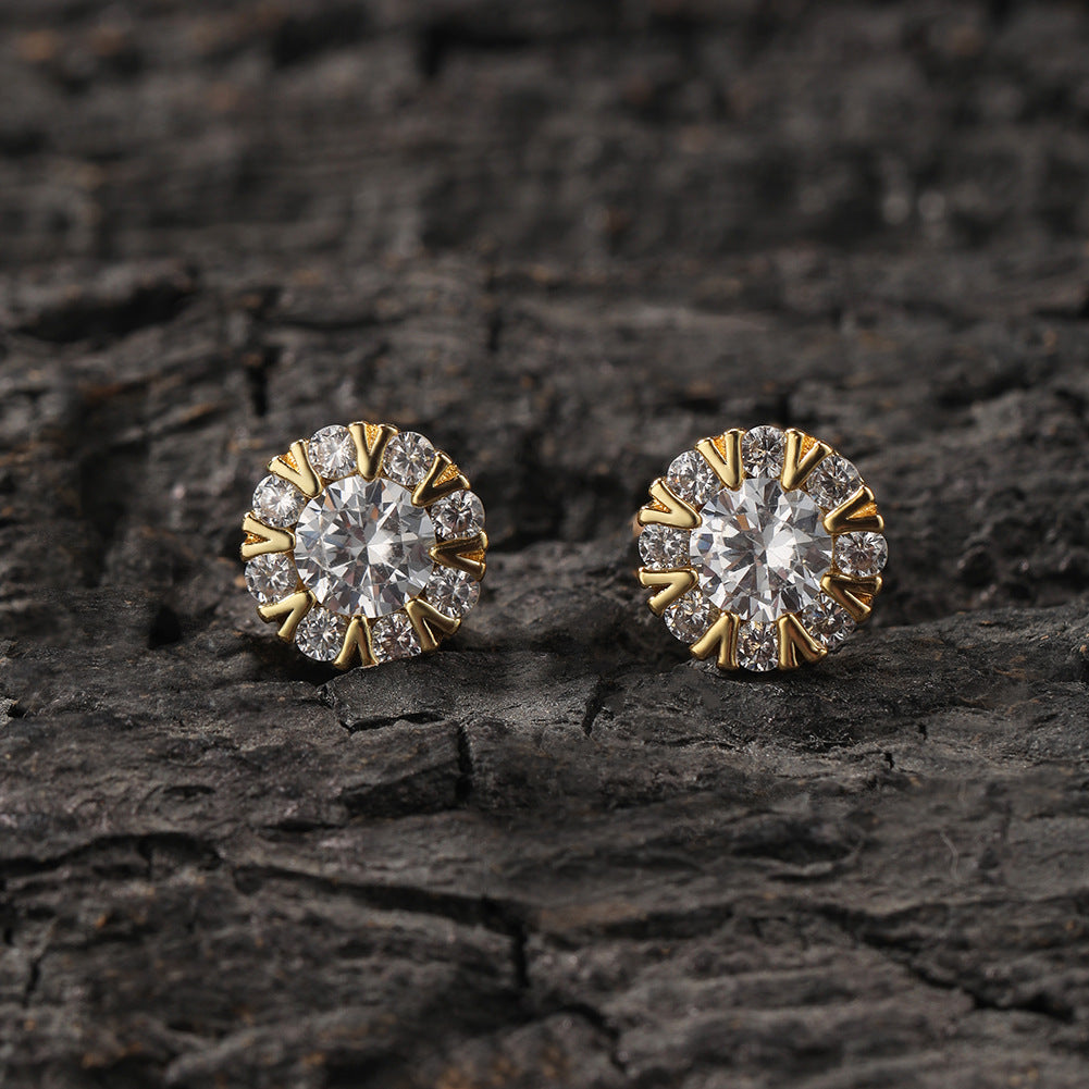 Square cross eight-star and eight-sword diamond Earrings