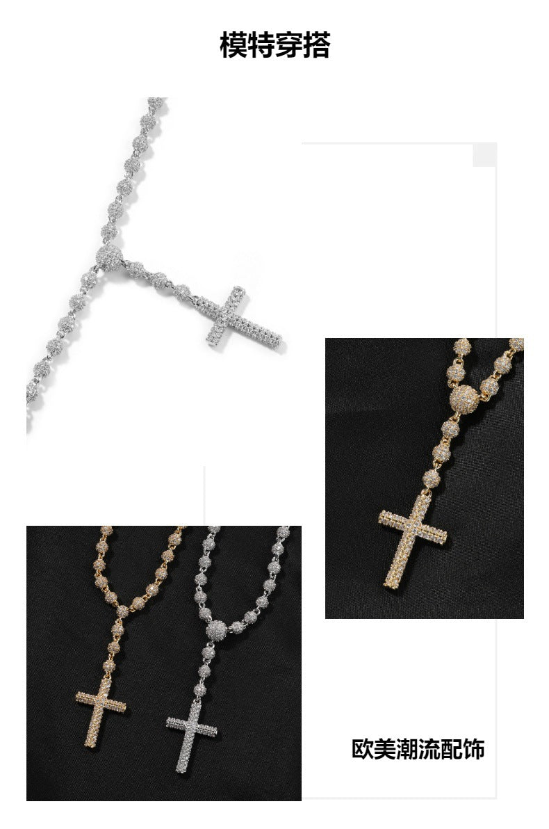 Rosary Clavicle Chain Cross Pendant Beaded Chain