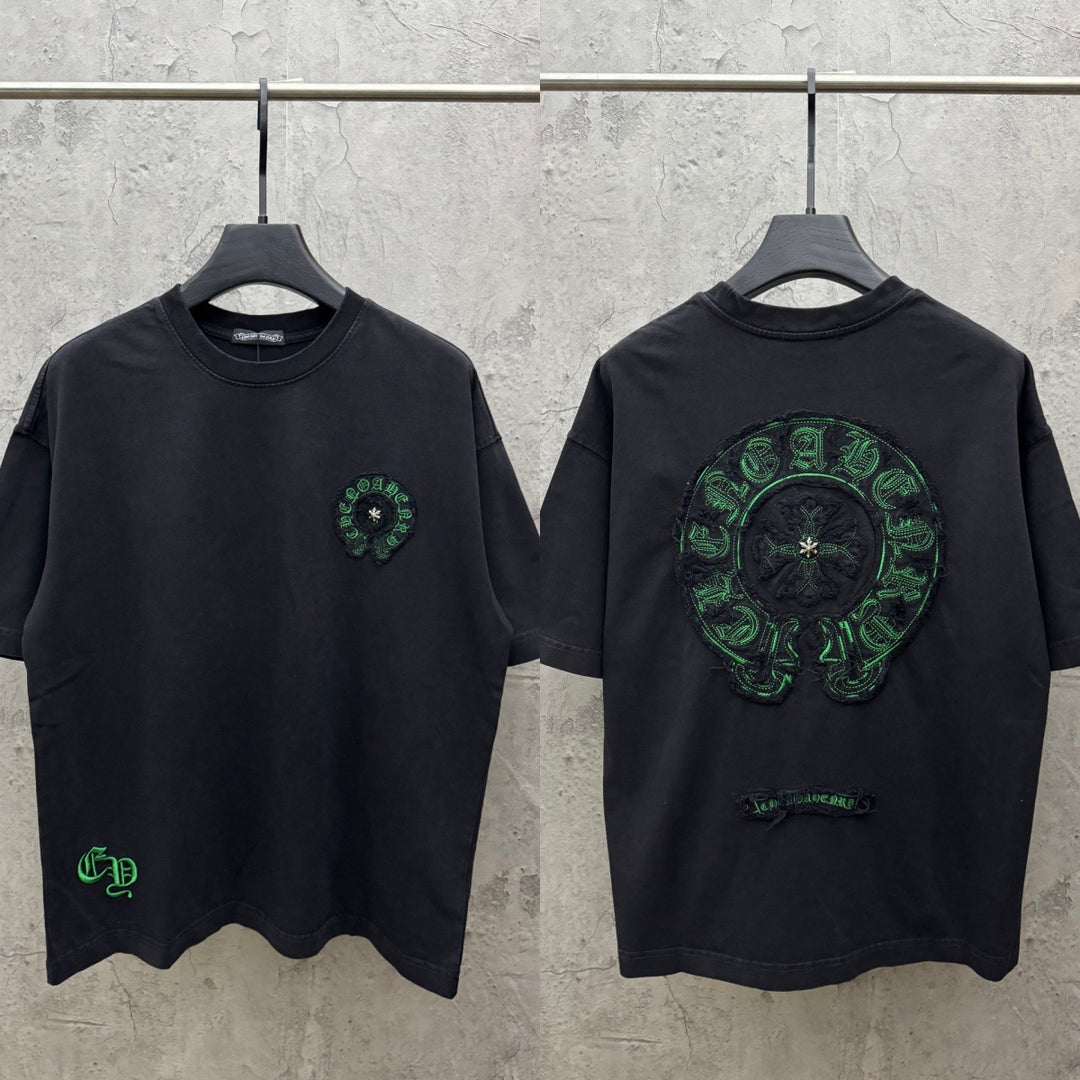 Chrome Hearts American style appliqué embroidered couple T-shirt