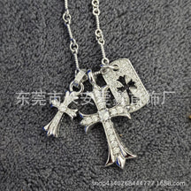 Chrome Hearts Diamond Double Cross Necklace