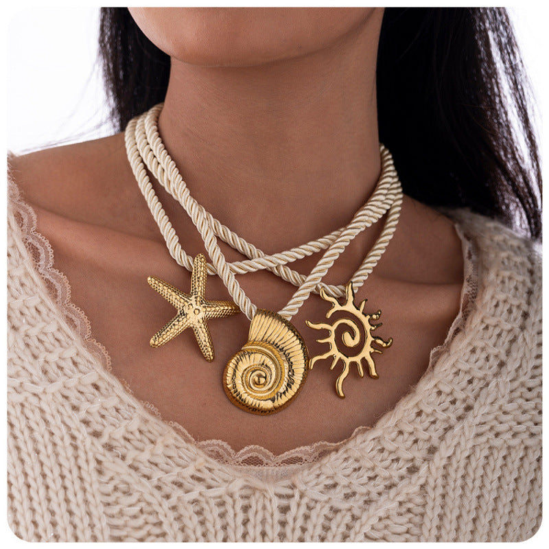 starfish necklace conch sun thick rope necklace