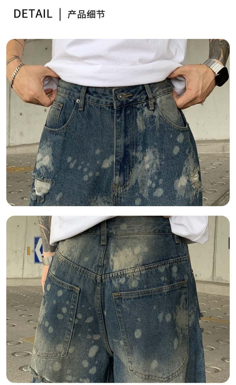 Wasteland-Style Distressed Loose-Fit Scythe Cut Jeans