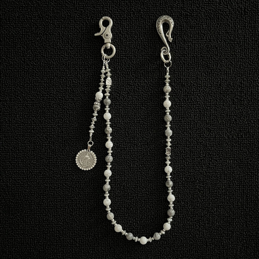 White and Grey Vintage Beaded Handmade Pants Chain