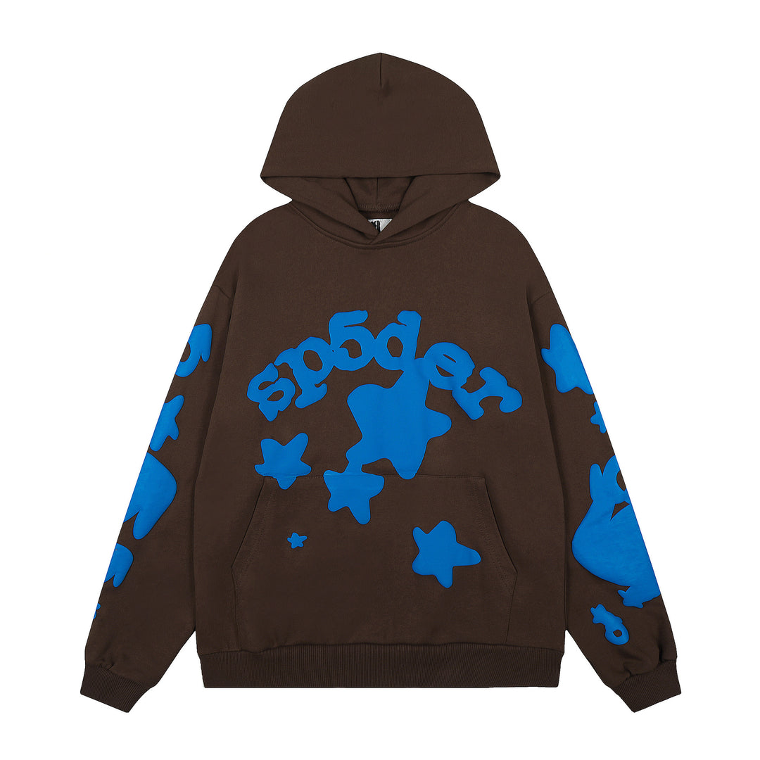 Sp5der 555555 star pattern hooded trousers and sweatshirt