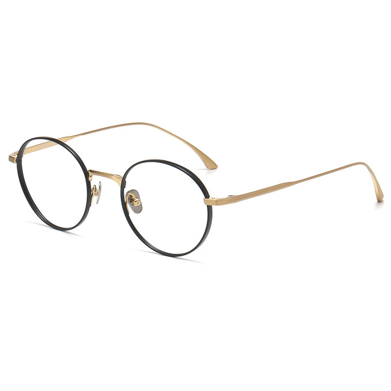 Pure titanium women's retro round handmade glasses frame