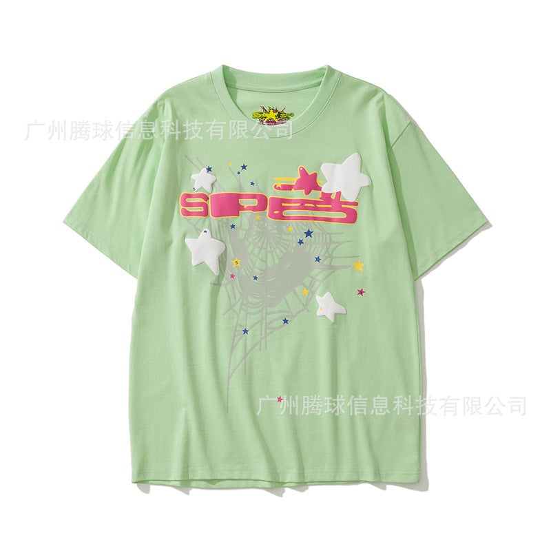 Sp5der short-sleeved foam letter T-shirt