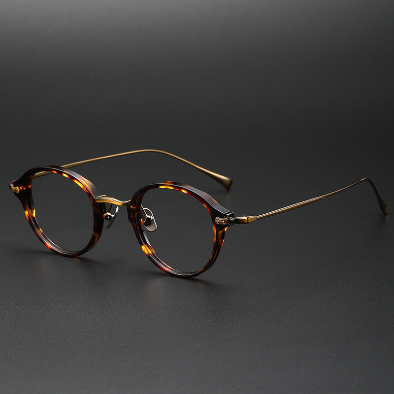 Candy Colors Tortoiseshell Round Titanium Eyeglasses