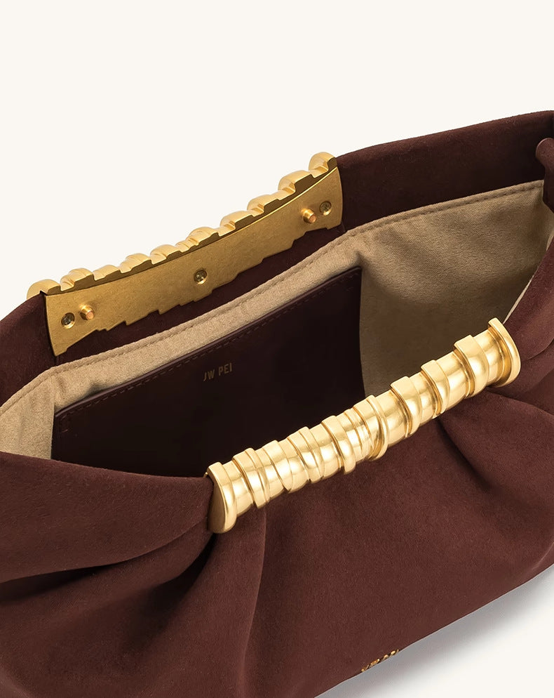 Ruched Clutch with Metal Clasp