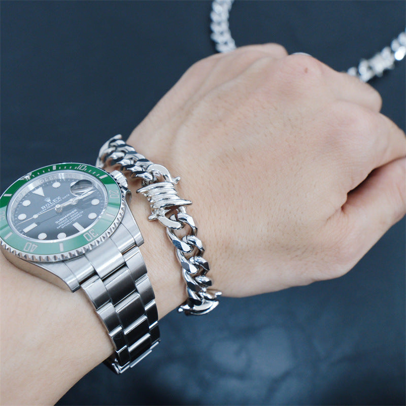 Hip Hop Thorn Cuban Chain Titanium Steel Necklace