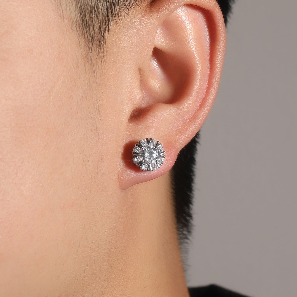Square cross eight-star and eight-sword diamond Earrings