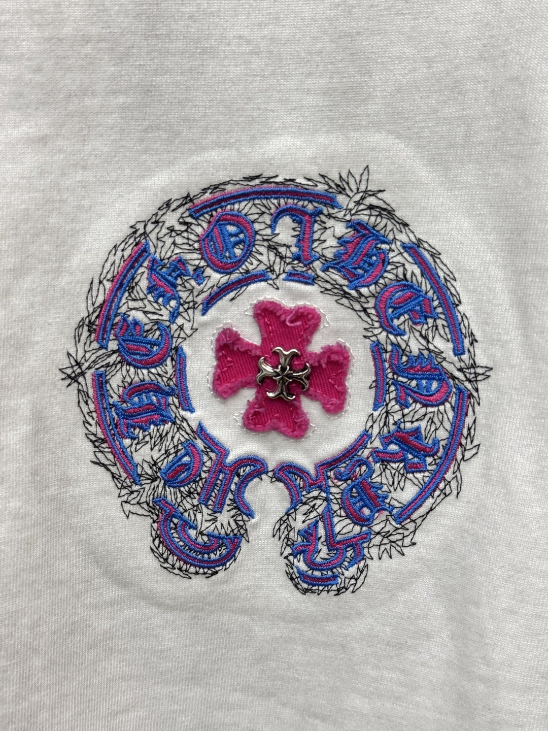 Chrome Hearts Washed Appliqué Embroidered Short-Sleeve T-Shirt