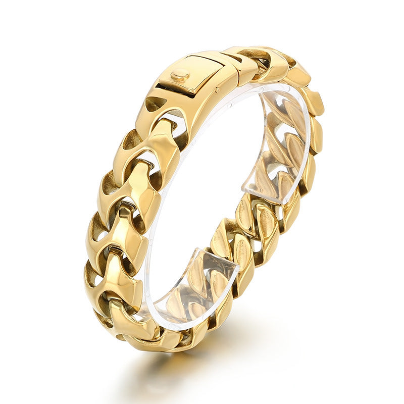 Bold punk dragon bone square snap buckle bracelet