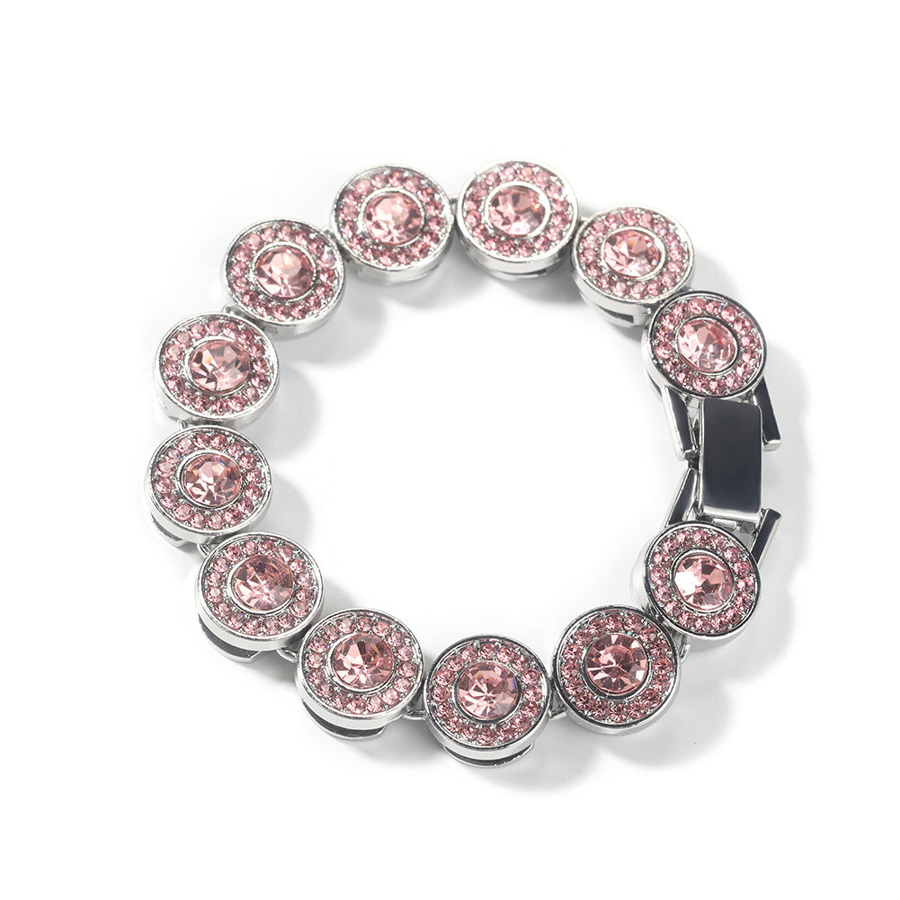Pink diamond alloy heart geometric versatile bracelet