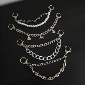 Hole shoe chain cool punk dark multi-layer shoe buckle rivet pearl shoe chain