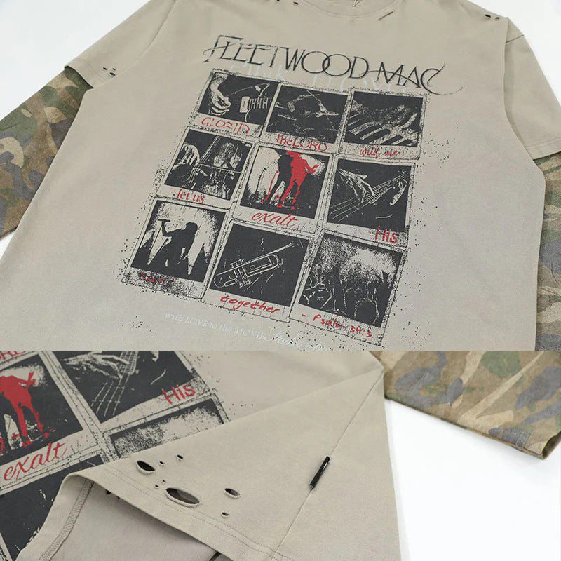 Loose-fitting, layered T-shirt base layer top