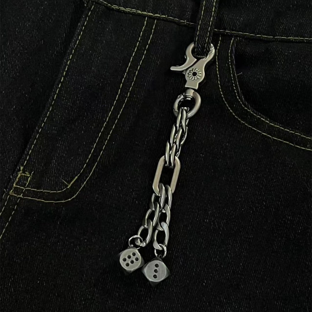 Vintage Distressed Gunmetal Dice Keychain