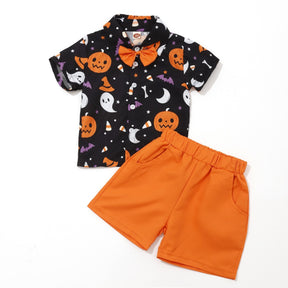 Halloween shirt shorts pumpkin suit