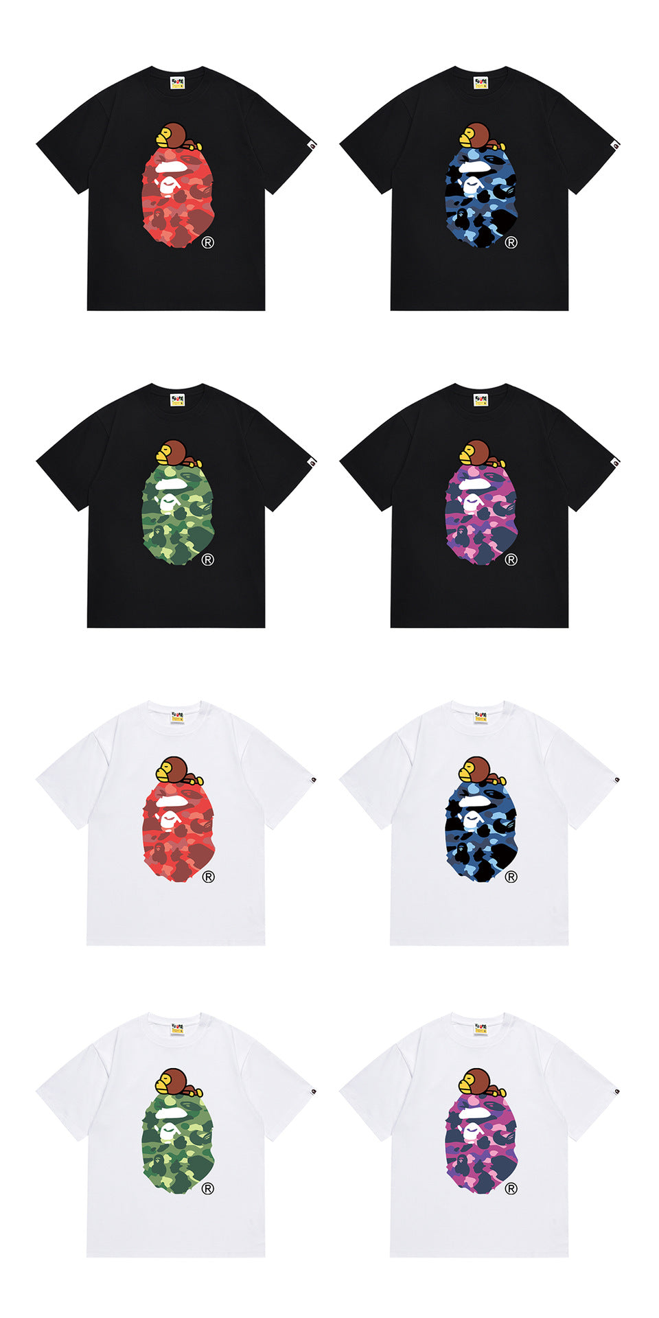 BAPE Summer Camouflage Ape Head Short-Sleeve T-Shirt