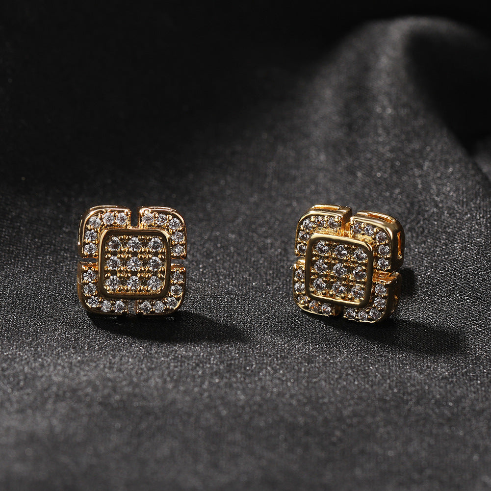 Square cross eight-star and eight-sword diamond Earrings