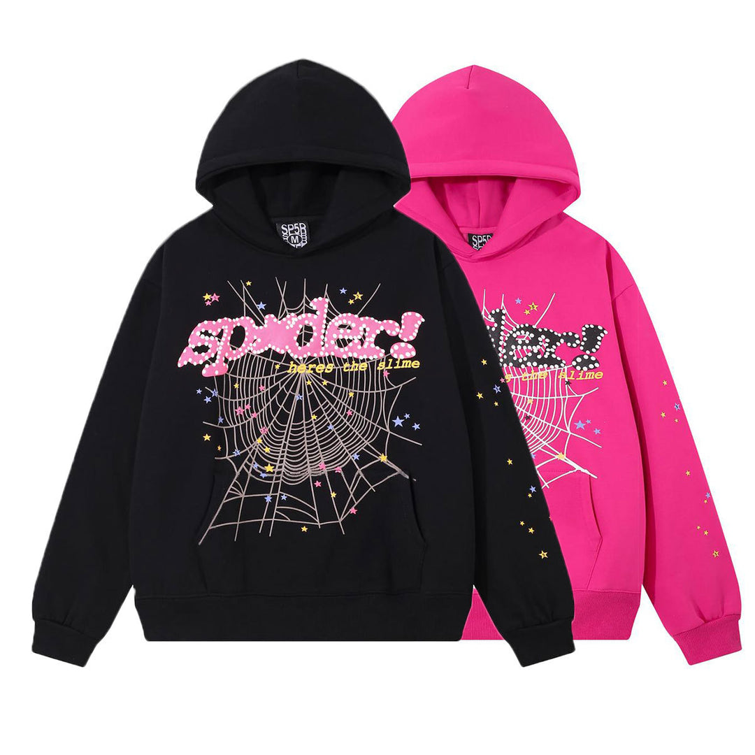 Sp5der foam letter 555 hoodie Pink Casual pants