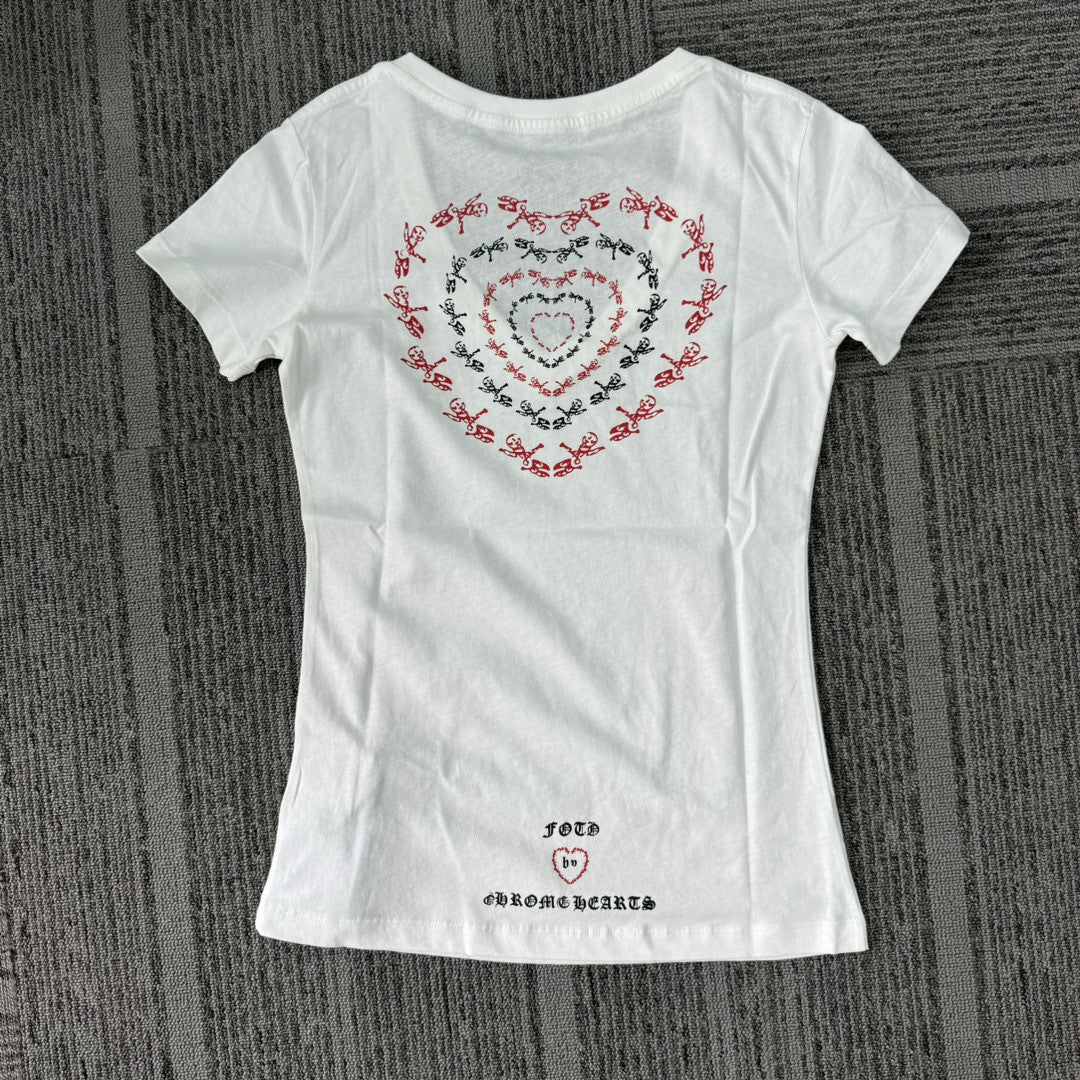 Chrome Hearts V-neck slim fit short-sleeved T-shirt