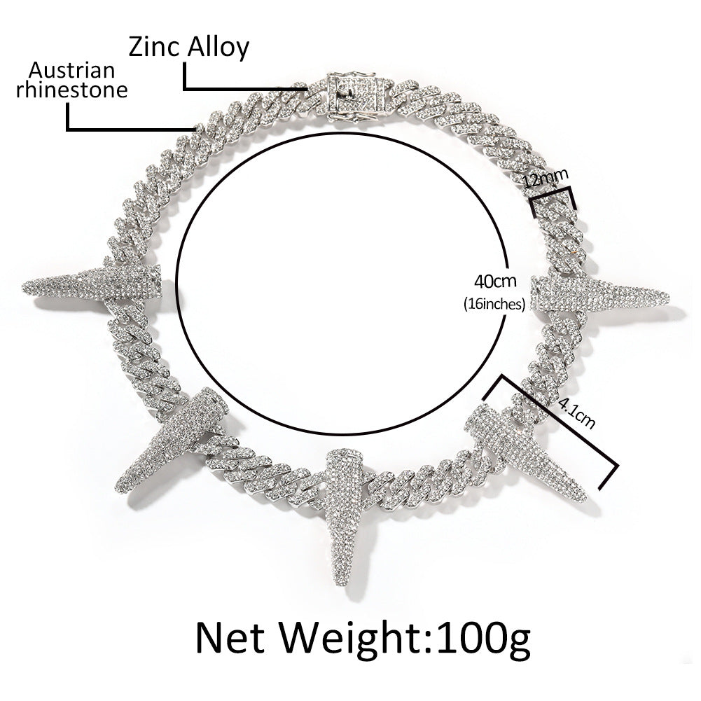 Hip-hop diamond-encrusted black panther necklace