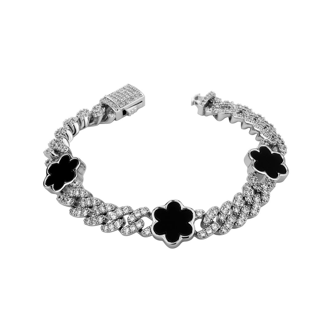 Hip-hop four-leaf clover zircon chain, tennis chain.