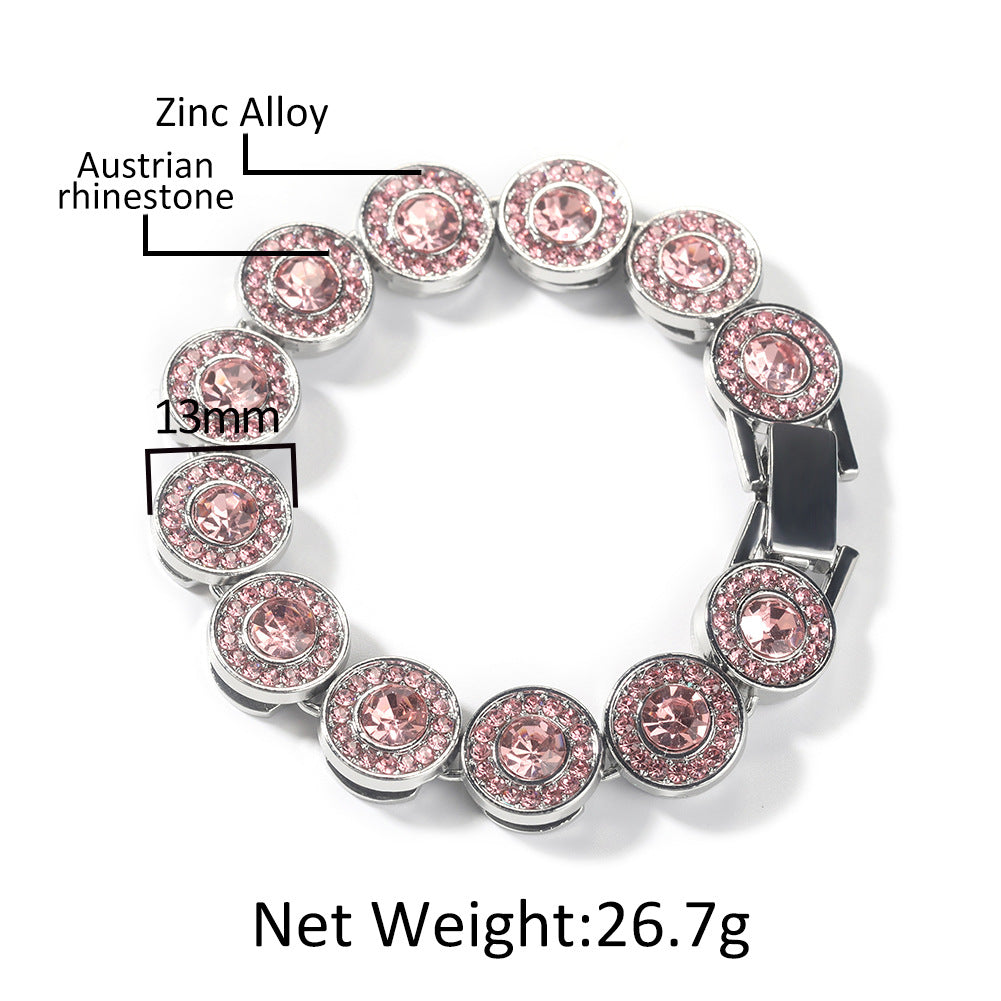 Pink diamond alloy heart geometric versatile bracelet