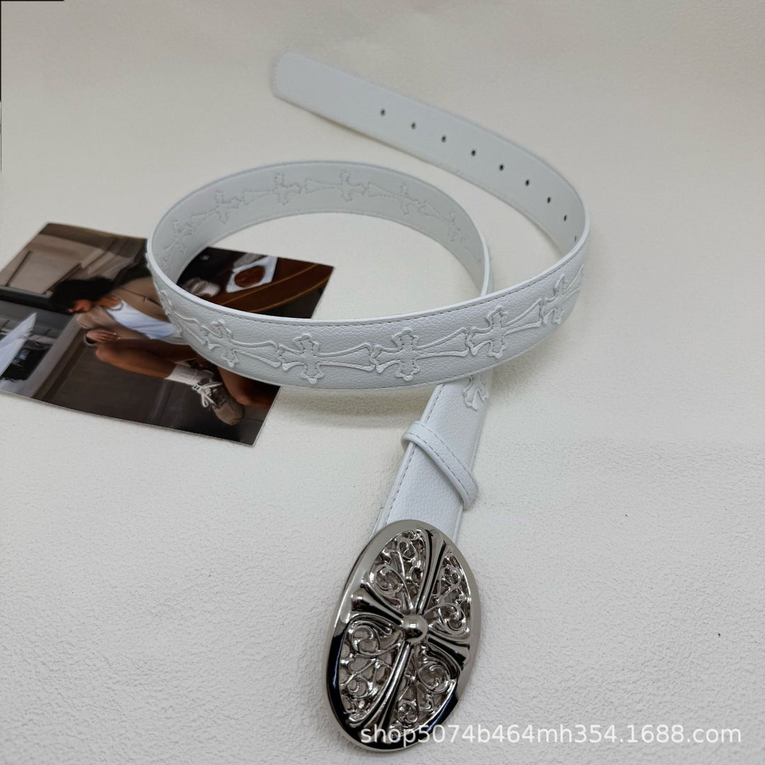Chrome Hearts Cross-Motif Classic Leather Belt