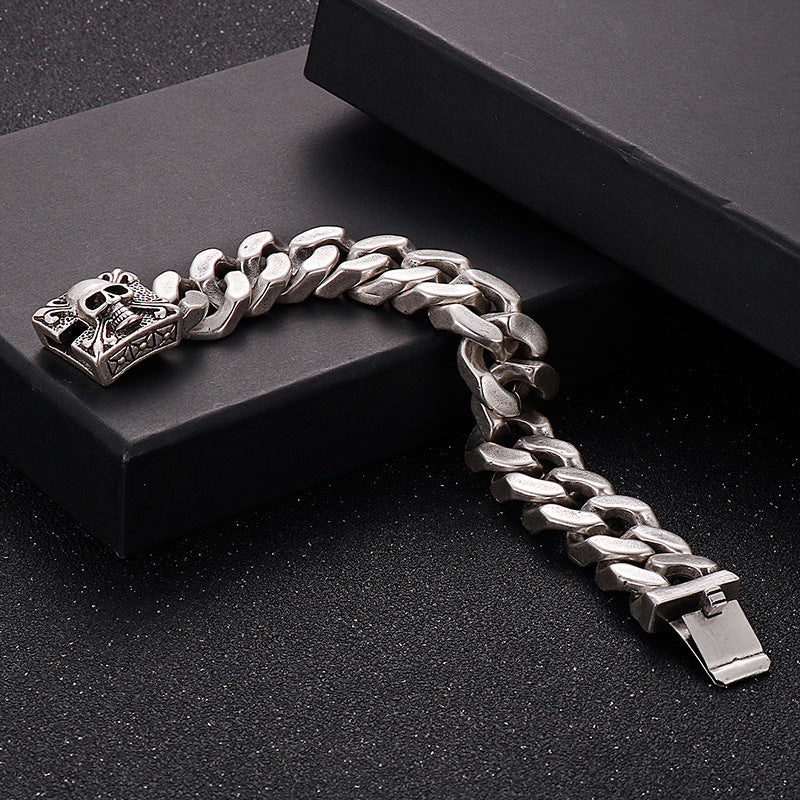 Skull Cuban chain titanium steel bracelet