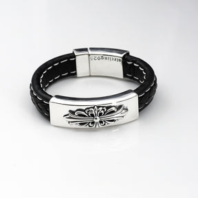 chrome hearts Crusader Flower Leather bracelet