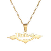 Personalized name necklace wings love pendant clavicle chain