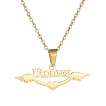 Personalized name necklace wings love pendant clavicle chain