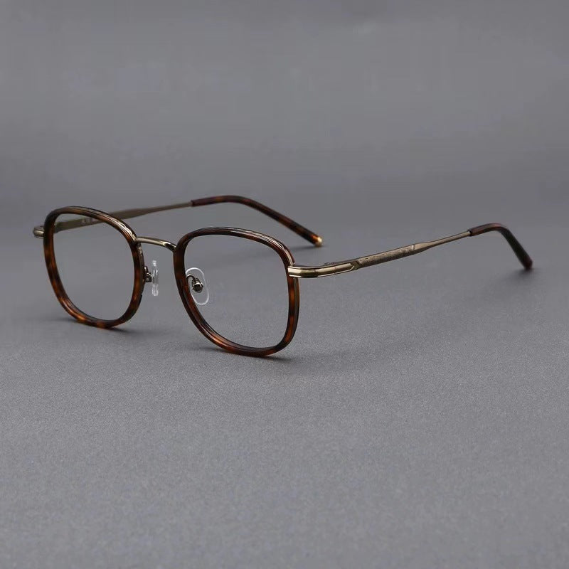 Slim ultralight square metal frame glasses