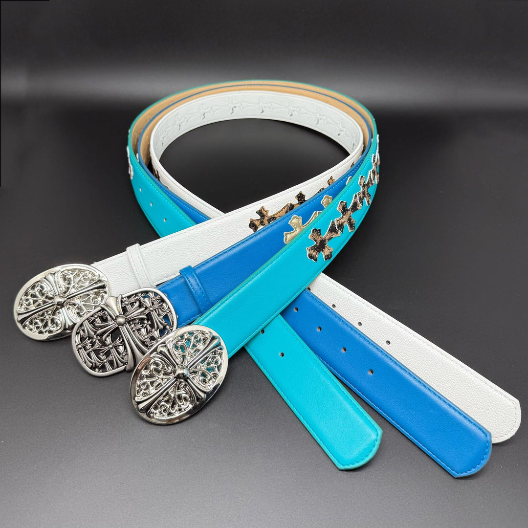 Chrome Hearts Cross designed classic leather belt for jeans