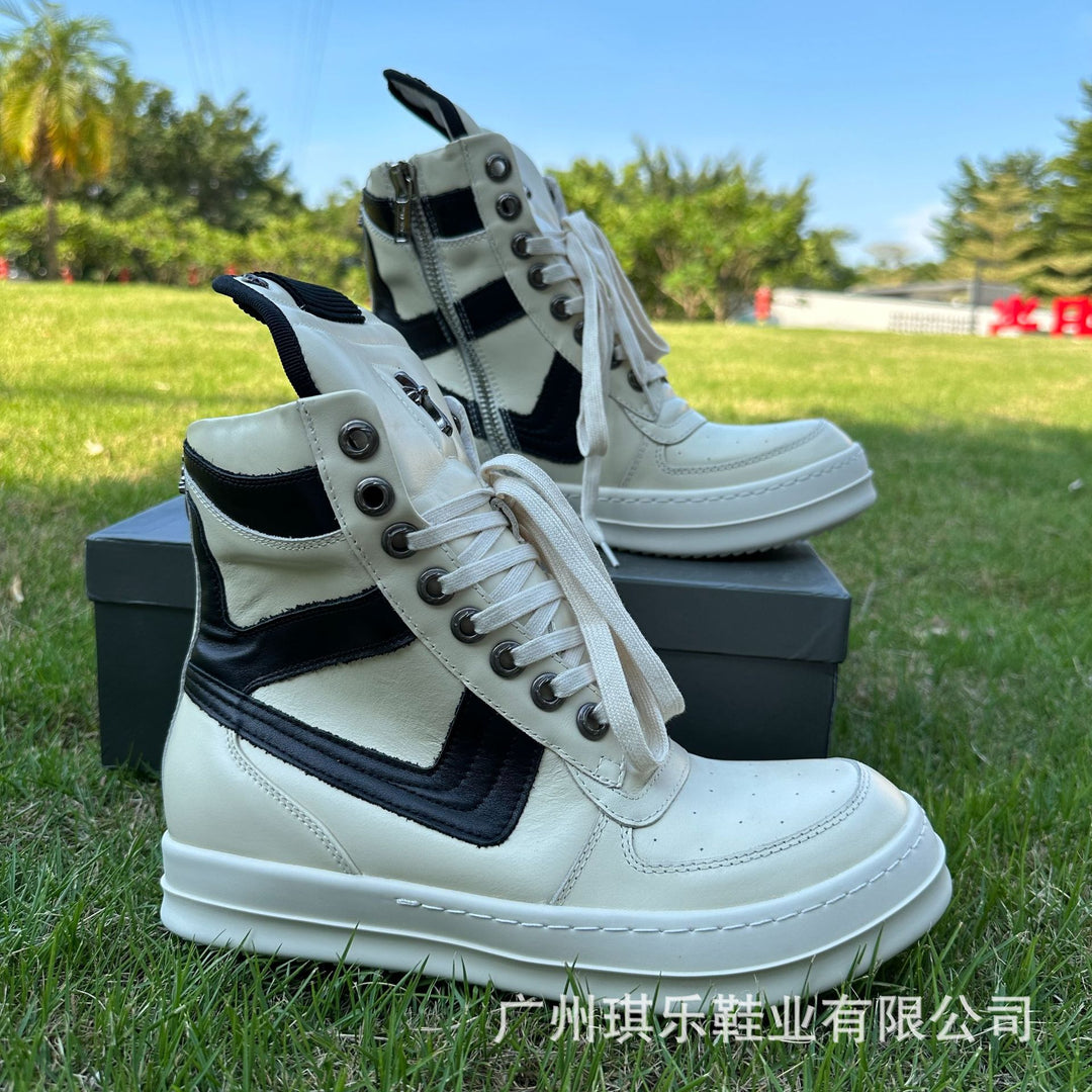 Chrome Hearts Style Mid-Top Sneakers with Platform Sole