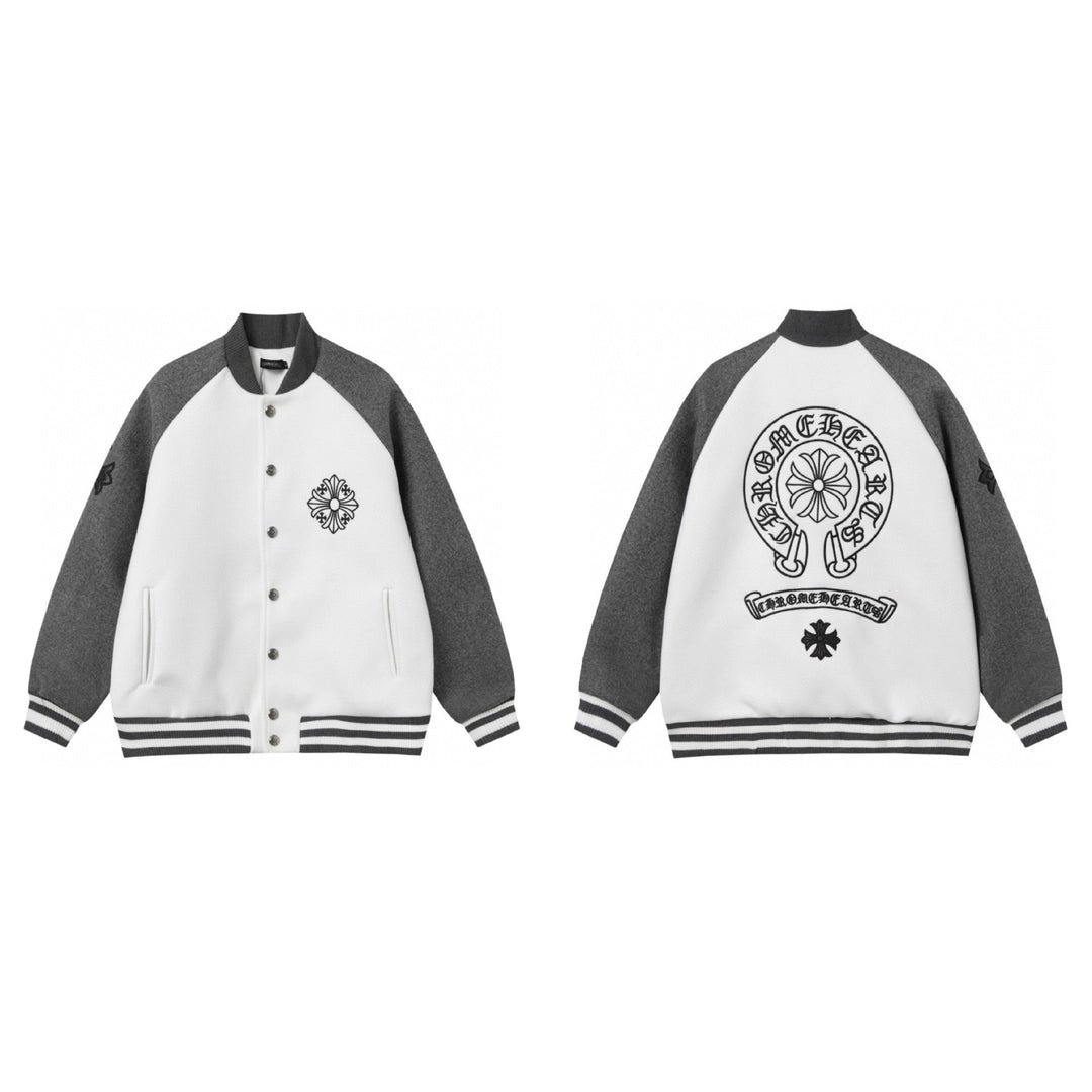 Chrome Hearts Embroidered Cross Baseball Jacket