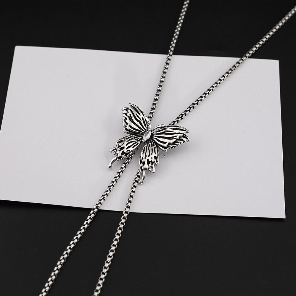 Retro diamond butterfly necklace