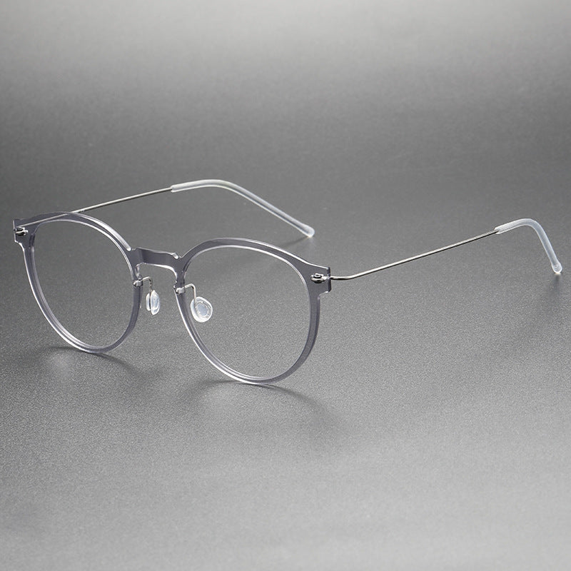 Screwless nylon frame, titanium temples oval eyeglasses