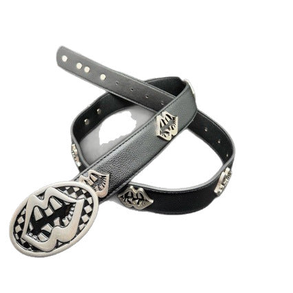 Chrome Hearts Silver Lips Distressed Belt