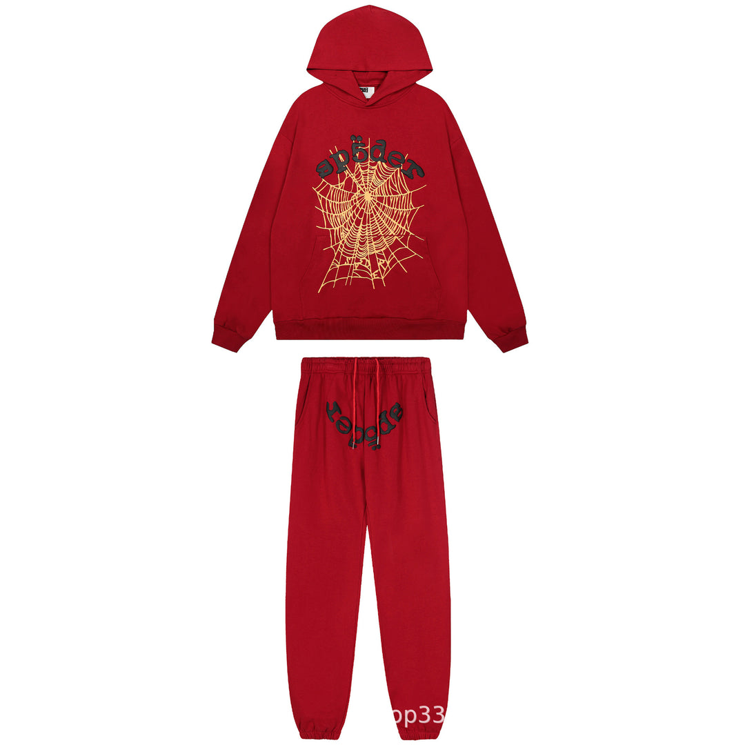 Sp5der 555555 star pattern hooded trousers and sweatshirt