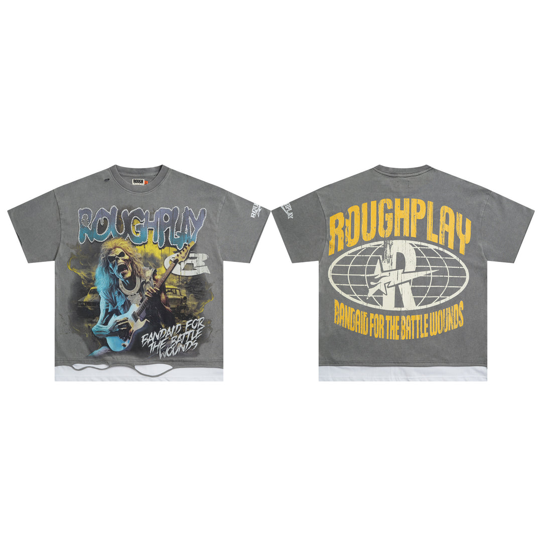 RoughPlay NYC Distressed, Ripped, and Sparkling Short-Sleeve T-Shirt