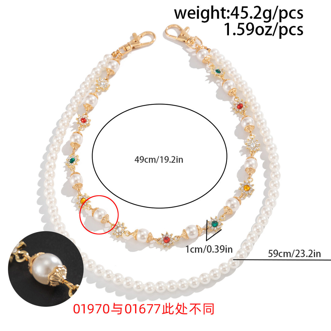Pearl, Multi-Gemstone, Cross & Floral Pant Chain