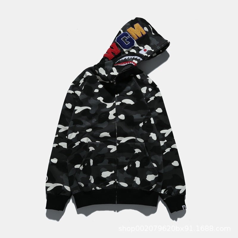 BAPE Shark camouflage hooded cardigan jacket