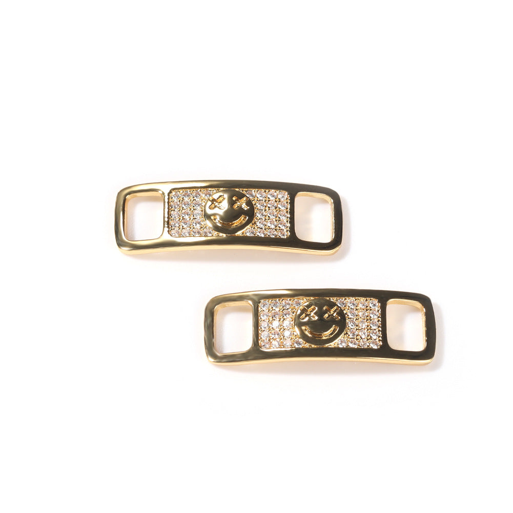 Hip-hop zircon cross smiling face broken heart shoe buckle